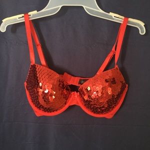 Hot red sequined 34C bra
